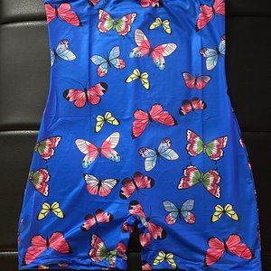 Blue Tubetop Butterfly Romper
